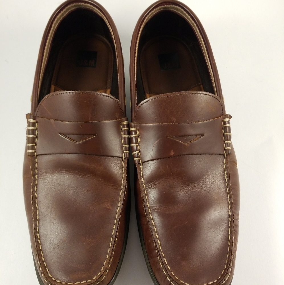 J&M men's brown LEATHER loafers